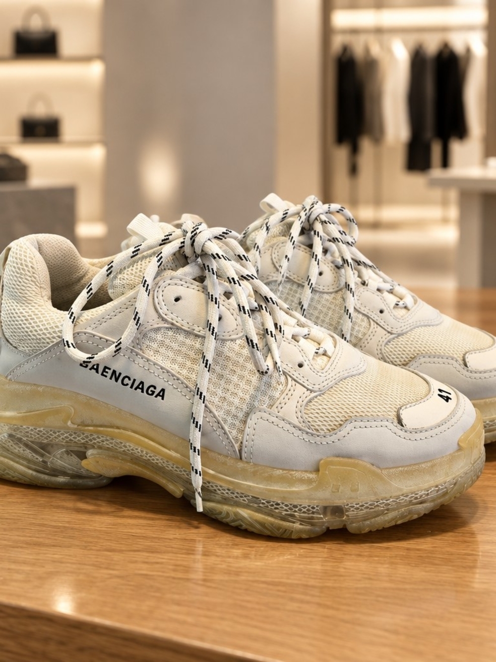 Balenciaga Triple S Clear Size 41 Tricolor Mesh and Nubuck Leather ,US Size 8